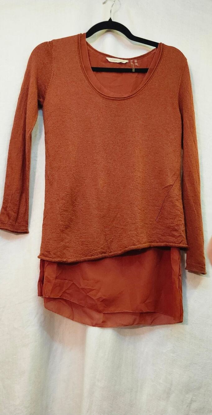 Soft Surroundings SZ XS Rust Colored Aplaca Blend Built in Layered Shirt